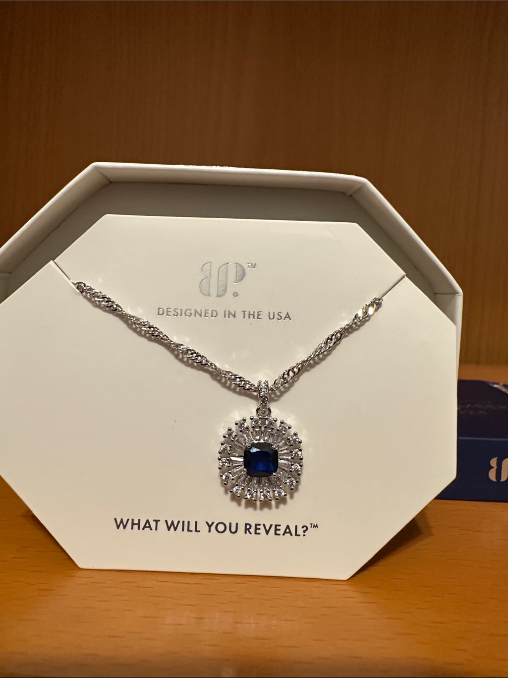 Silver Bomb Party Necklace With Blue Center Stone